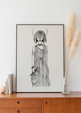 In the Name of Ishtar - Ink on Paper |  Limited Prints from Original Hand-Drawn | Canvas Paper Print - Crystel Samia Universe