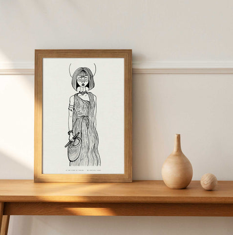 In the Name of Ishtar - Ink on Paper |  Limited Prints from Original Hand-Drawn | Canvas Paper Print - Crystel Samia Universe