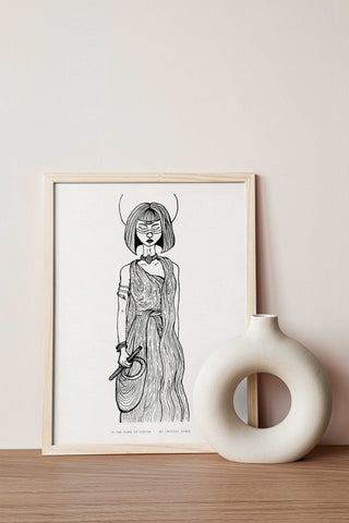 In the Name of Ishtar - Ink on Paper |  Limited Prints from Original Hand-Drawn | Canvas Paper Print - Crystel Samia Universe