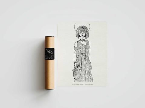 In the Name of Ishtar - Ink on Paper |  Limited Prints from Original Hand-Drawn | Canvas Paper Print - Crystel Samia Universe