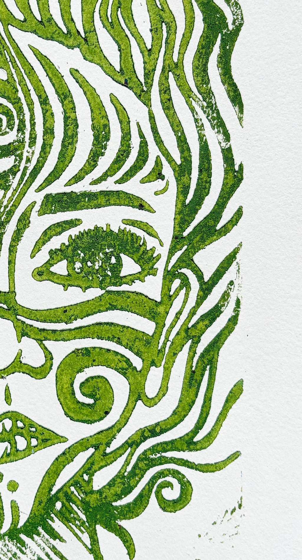 Green_women_Face_Tribal_Lino-cut_1of10_Limited_Prints