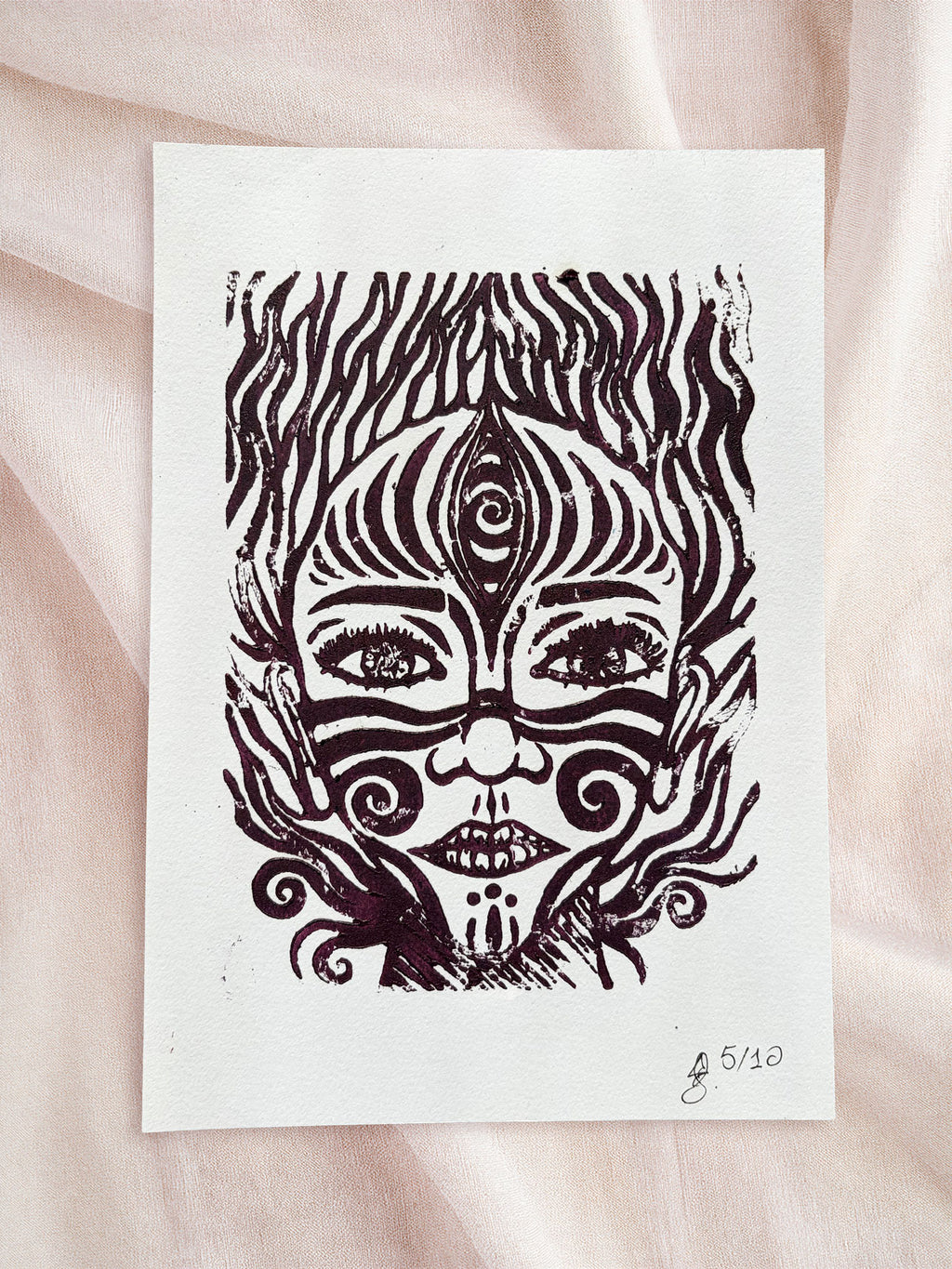 Lino-cut Print - Limited Series - Signed & Numbered 5/10 - Crystel Samia Universe