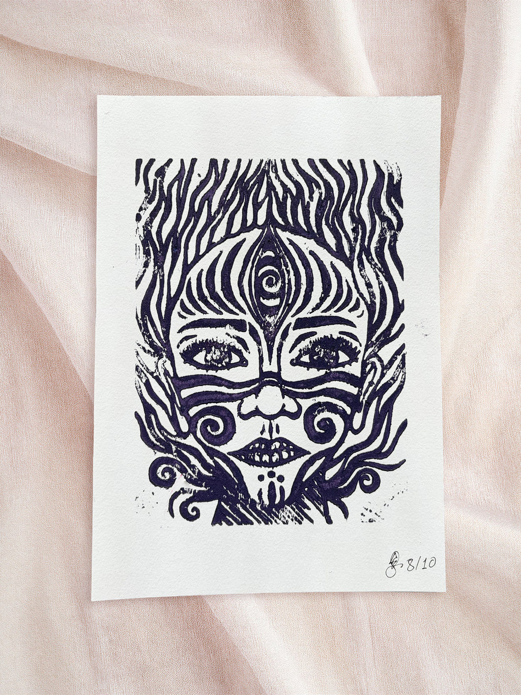 Lino-cut Print - Limited Series - Signed & Numbered 8/10 - Crystel Samia Universe