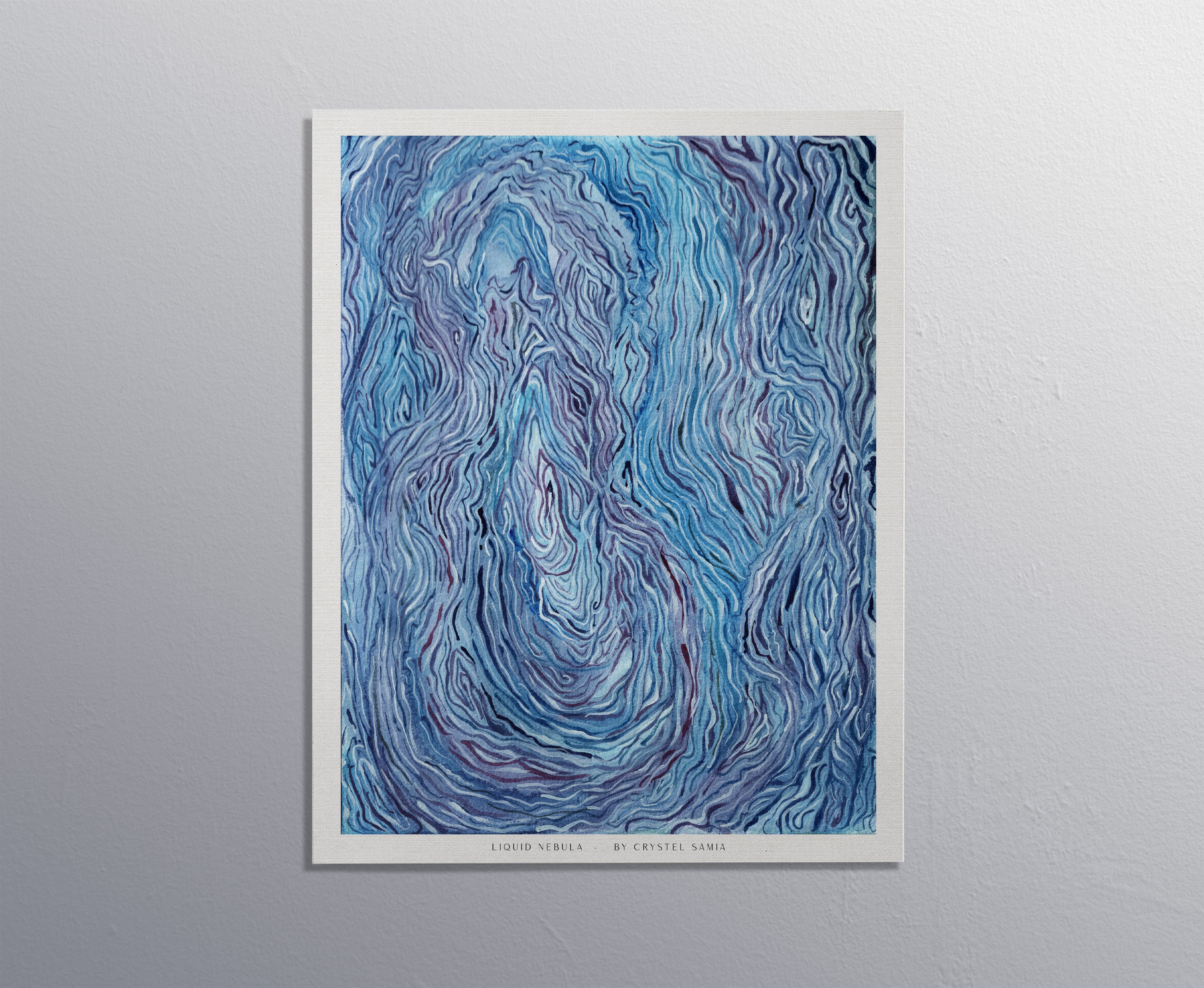 Liquid Nebula - Limited Prints from Original Hand-Painted Watercolor on Paper Signed by Artist blue and purple trippy psychedelic space art