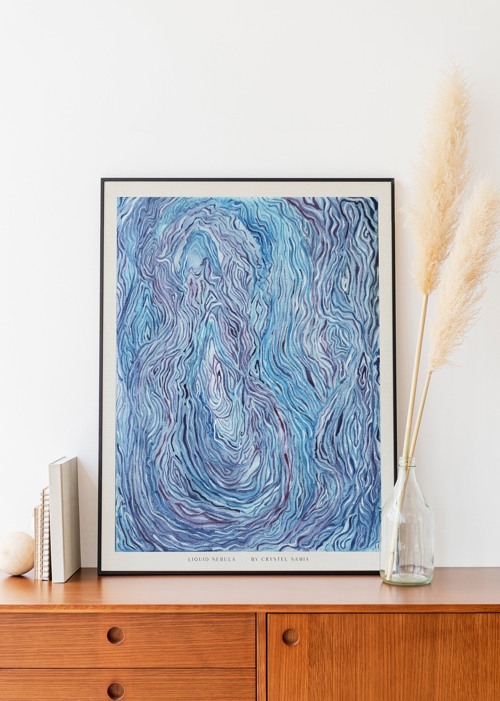 Liquid Nebula - Limited Prints from Original Hand-Painted Watercolor on Paper Signed by Artist blue and purple trippy psychedelic space art