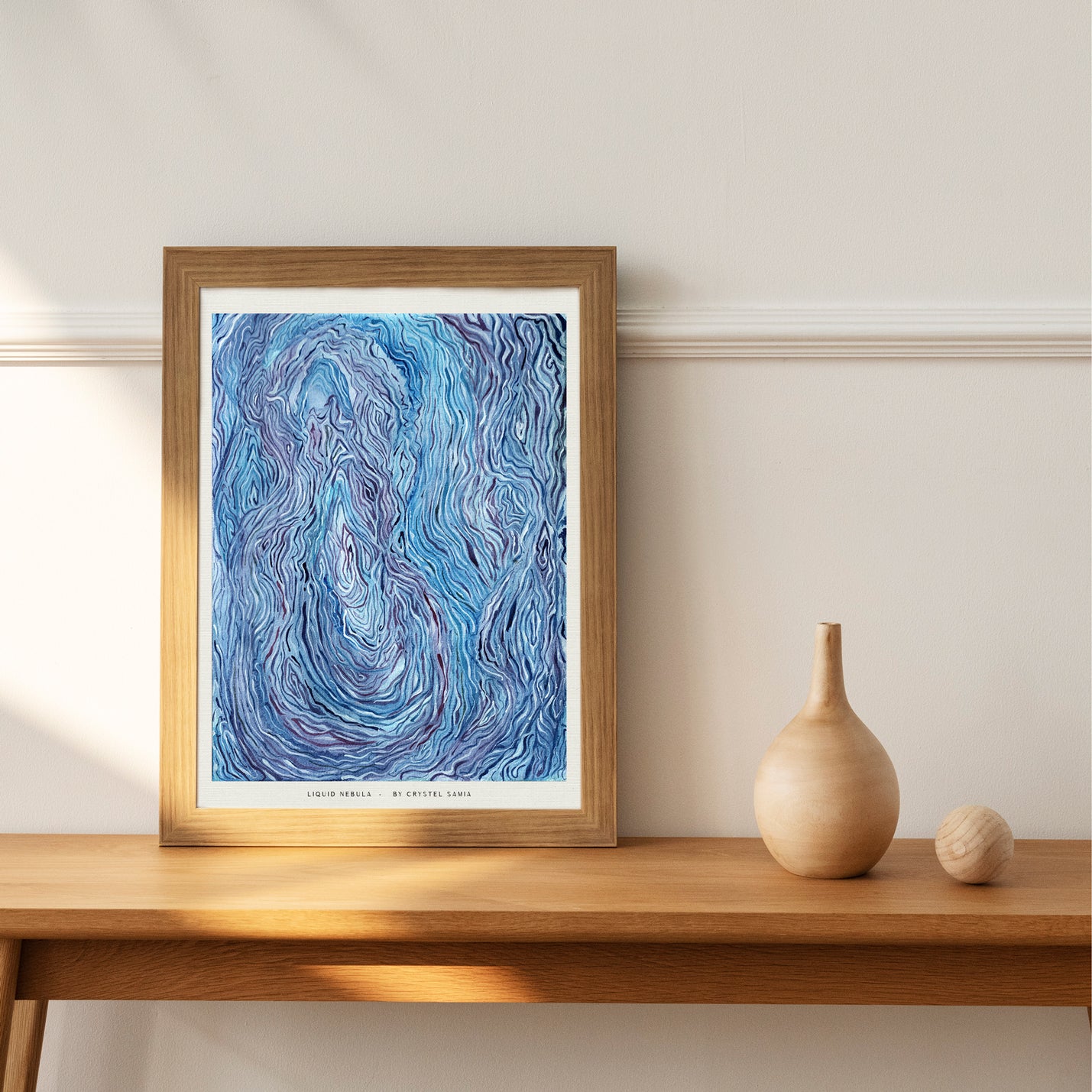 Liquid Nebula - Limited Prints from Original Hand-Painted Watercolor on Paper Signed by Artist blue and purple trippy psychedelic space art frame hippy bohemian