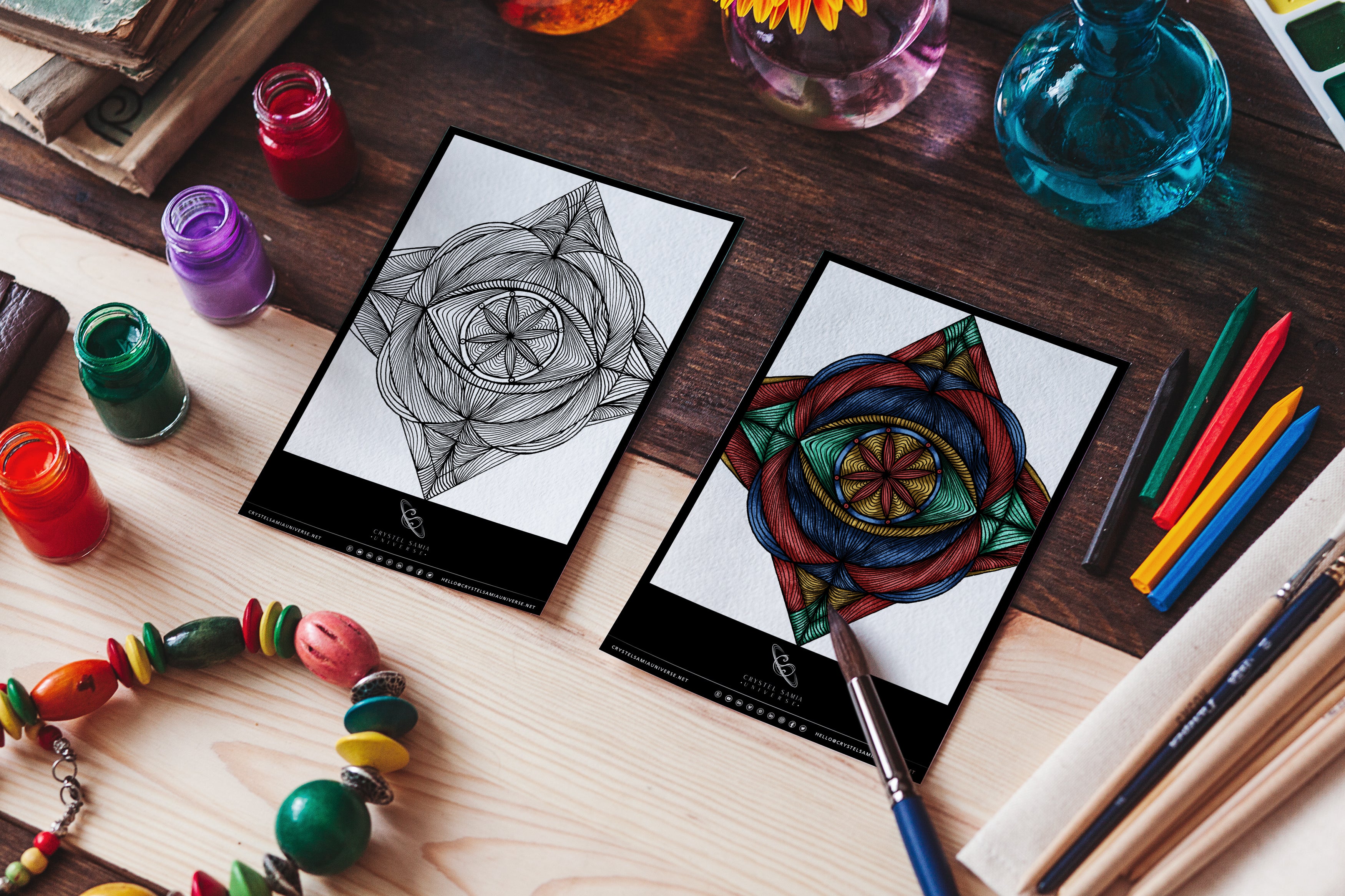 Mandala artwork for Coloring, Hand-drawn by Crsytel Samia | Instant download | Printable | Line art - Crystel Samia Universe