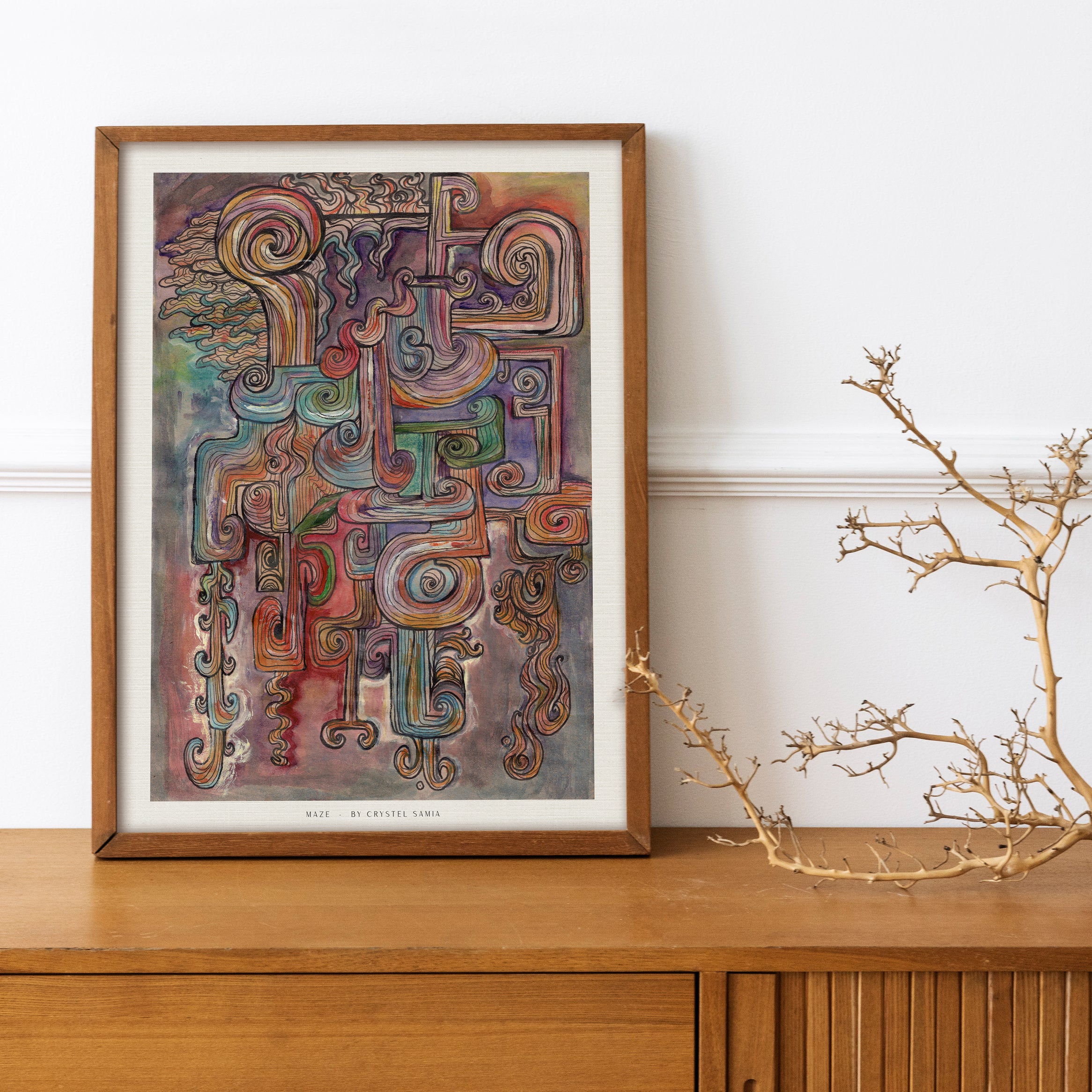 Maze - Watercolor and Ink on Recycled Paper |  Limited Prints from Original Hand-Painted Artwork | Canvas Paper Print - Crystel Samia Universe