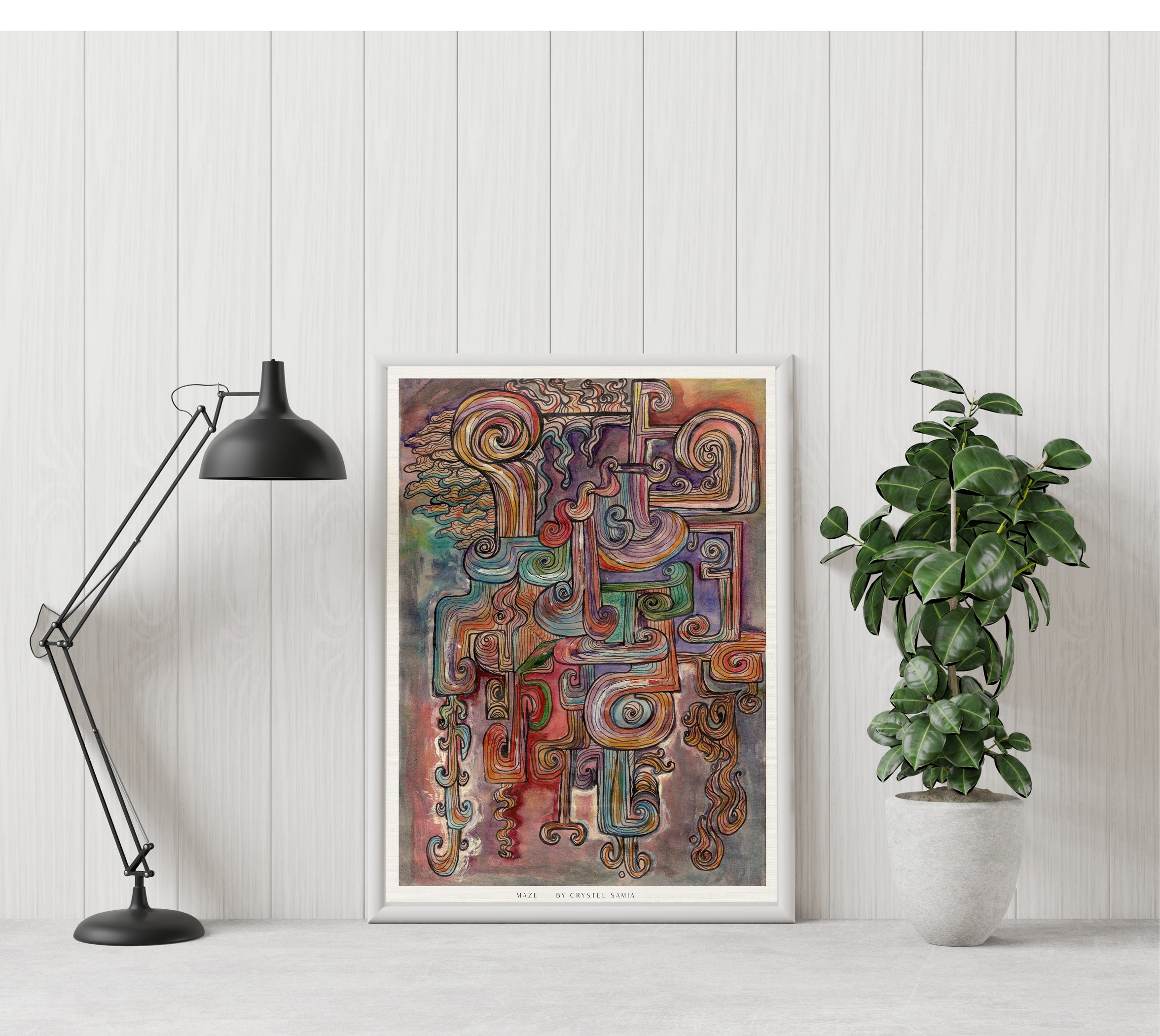 Maze - Watercolor and Ink on Recycled Paper |  Limited Prints from Original Hand-Painted Artwork | Canvas Paper Print - Crystel Samia Universe