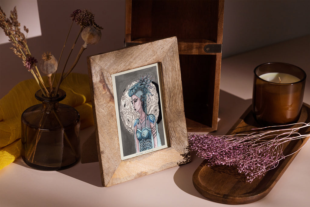 Moon Warrior - Watercolor Artwork | Limited Prints from Original Hand-Painted home decore signed by artist women figure