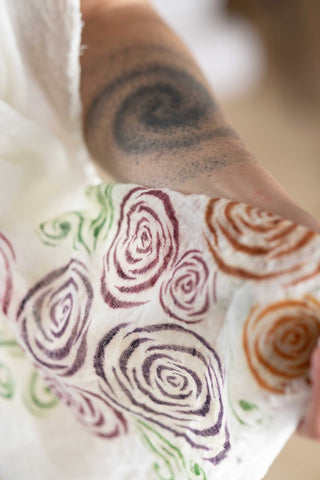 Spring Shawl | Hand-Painted Colorful Nature-Inspired Shawl - Linen Tote Bag