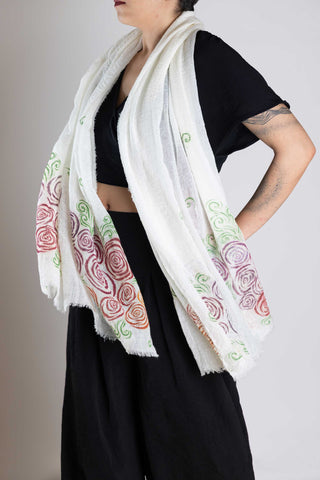 Spring Shawl | Hand-Painted Colorful Nature-Inspired Shawl - Linen Tote Bag
