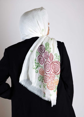 Spring Shawl | Hand-Painted Colorful Nature-Inspired Shawl - Linen Tote Bag