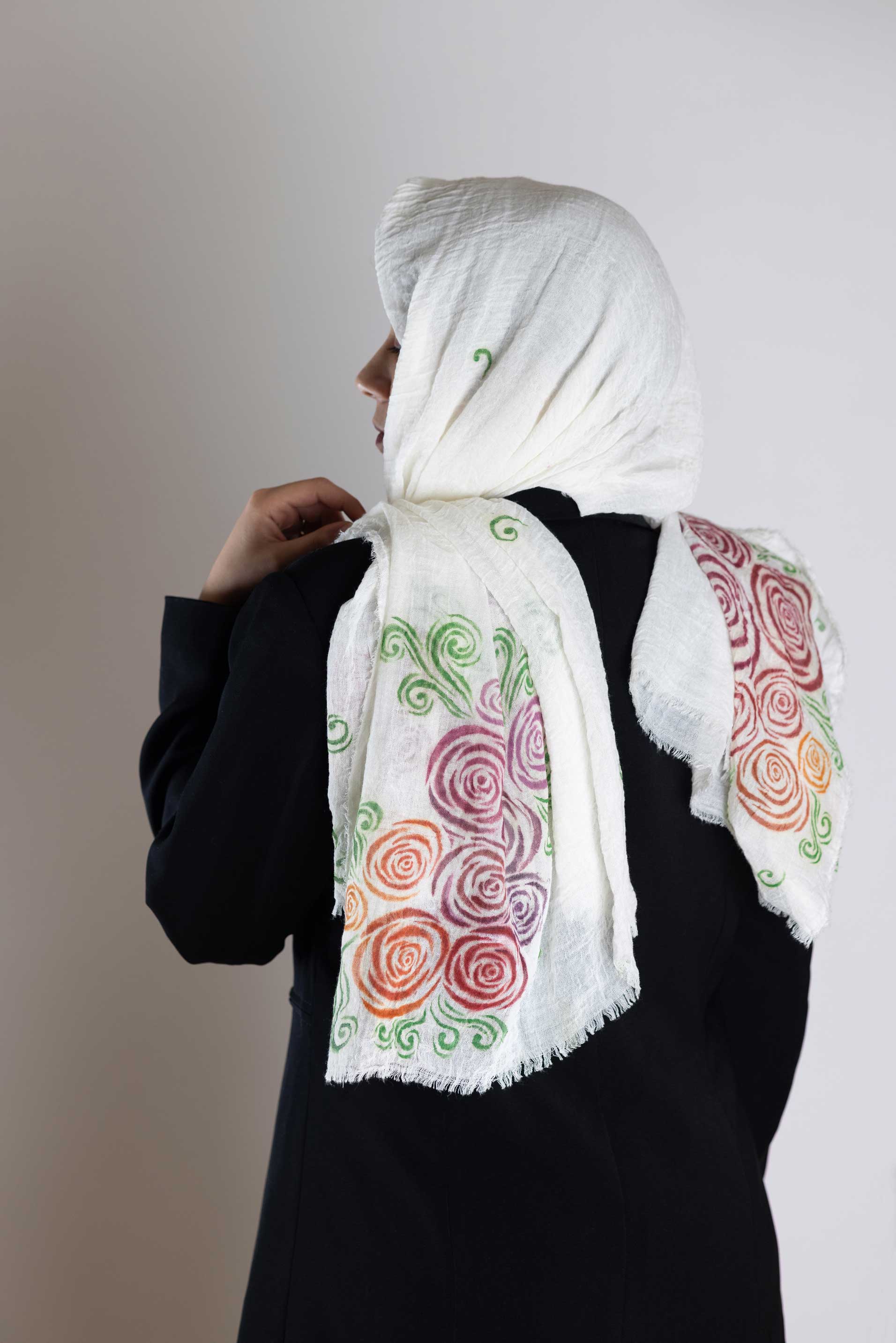Spring Shawl | Hand-Painted Colorful Nature-Inspired Shawl - Linen Tote Bag