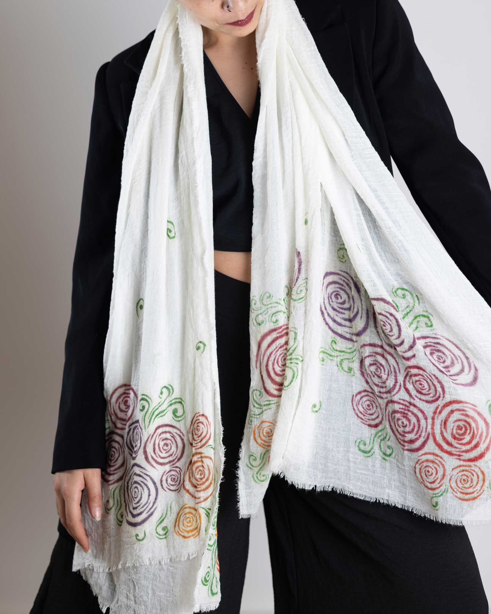 Spring Shawl | Hand-Painted Colorful Nature-Inspired Shawl - Linen Tote Bag