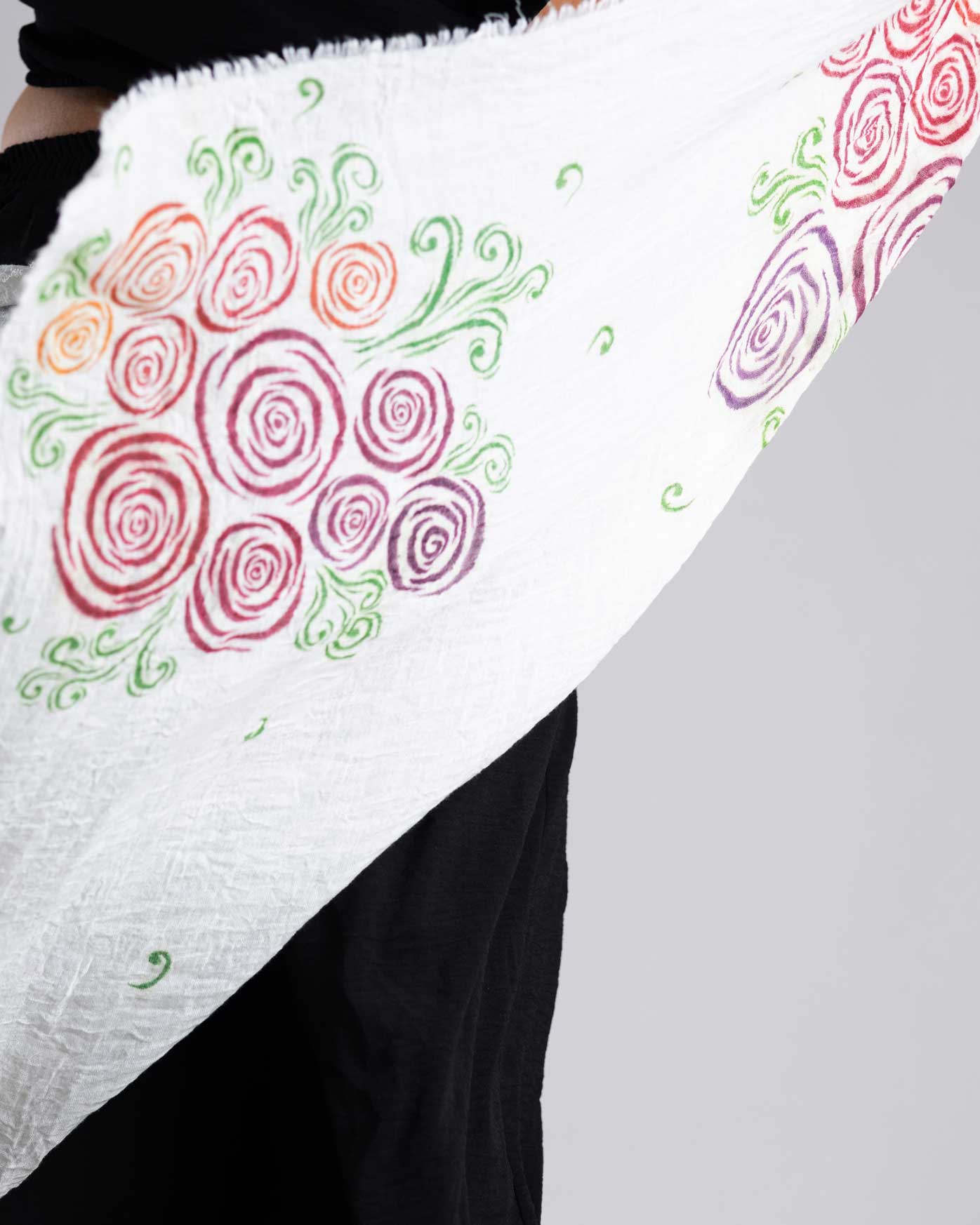 Spring Shawl | Hand-Painted Colorful Nature-Inspired Shawl - Linen Tote Bag