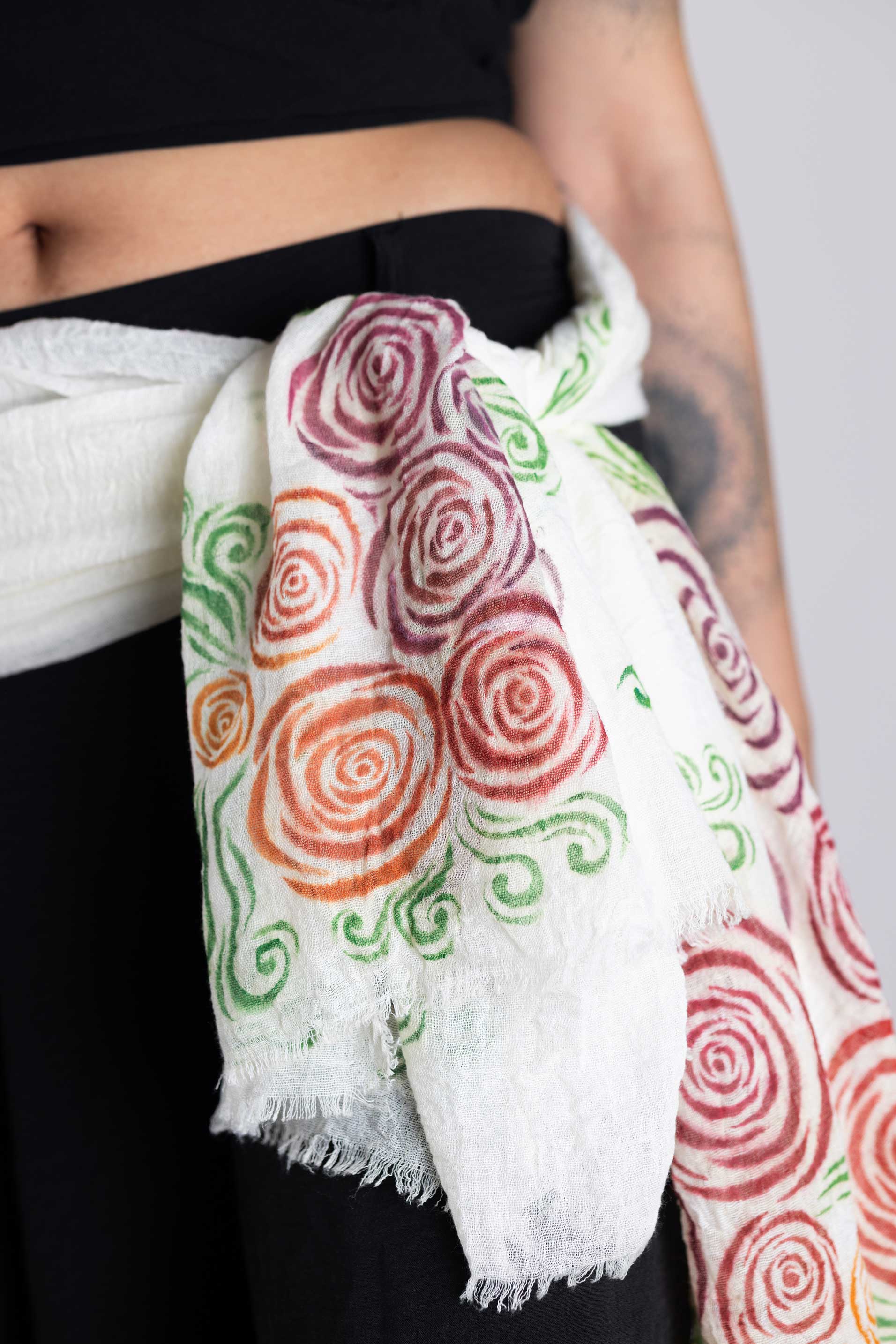 Spring Shawl | Hand-Painted Colorful Nature-Inspired Shawl - Linen Tote Bag