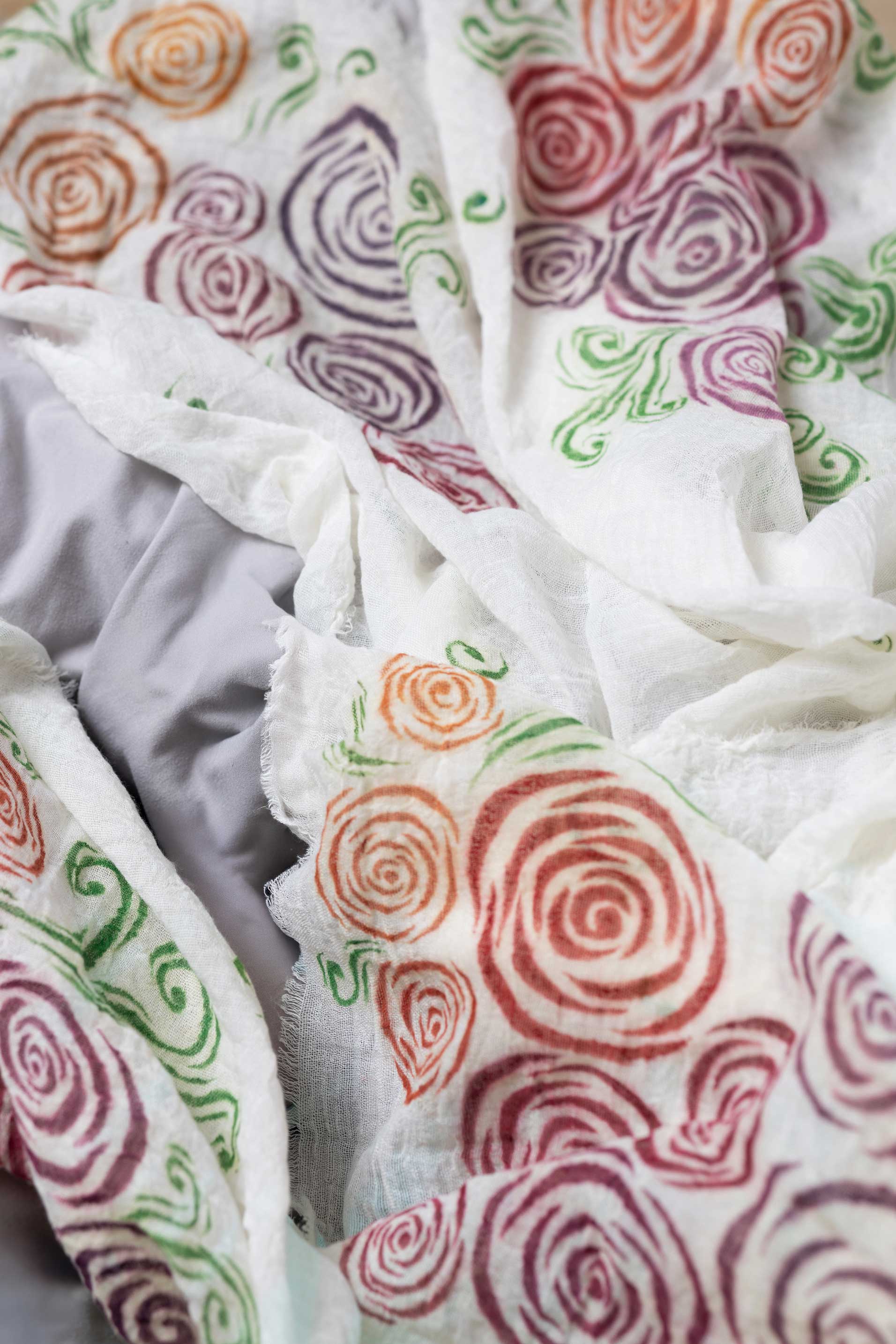 Spring Shawl | Hand-Painted Colorful Nature-Inspired Shawl - Linen Tote Bag