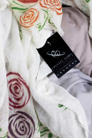 Spring Shawl | Hand-Painted Colorful Nature-Inspired Shawl - Linen Tote Bag