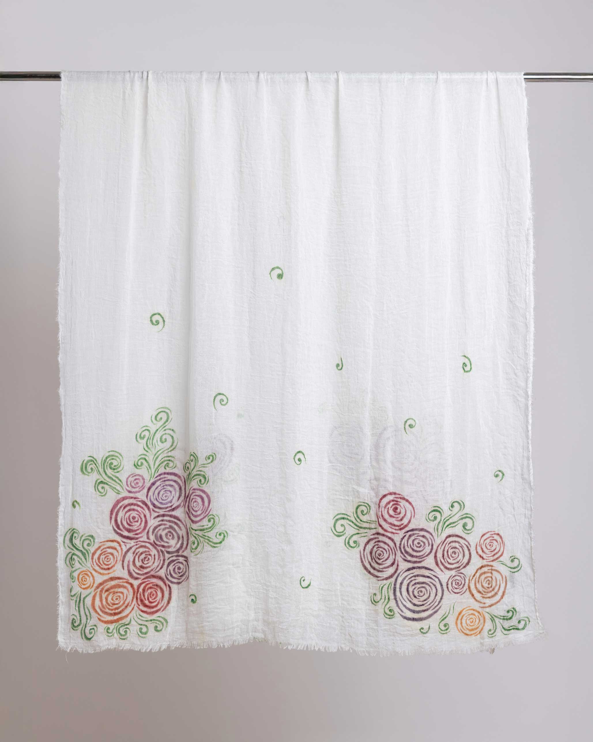 Spring Shawl | Hand-Painted Colorful Nature-Inspired Shawl - Linen Tote Bag