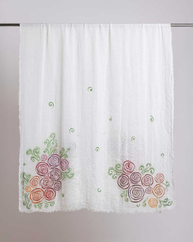 Spring Shawl | Hand-Painted Colorful Nature-Inspired Shawl - Linen Tote Bag