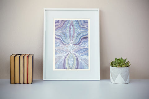 Open Sea - Watercolor and Ink on Recycled Paper Limited Prints from Original Hand-Painted Artwork signed by artist wavy third eye calm