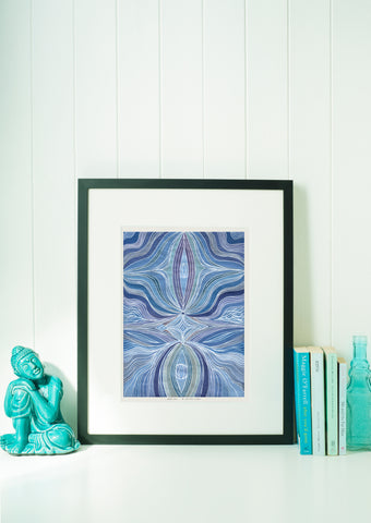 Open Sea - Watercolor and Ink on Recycled Paper Limited Prints from Original Hand-Painted Artwork signed by artist wavy third eye calm