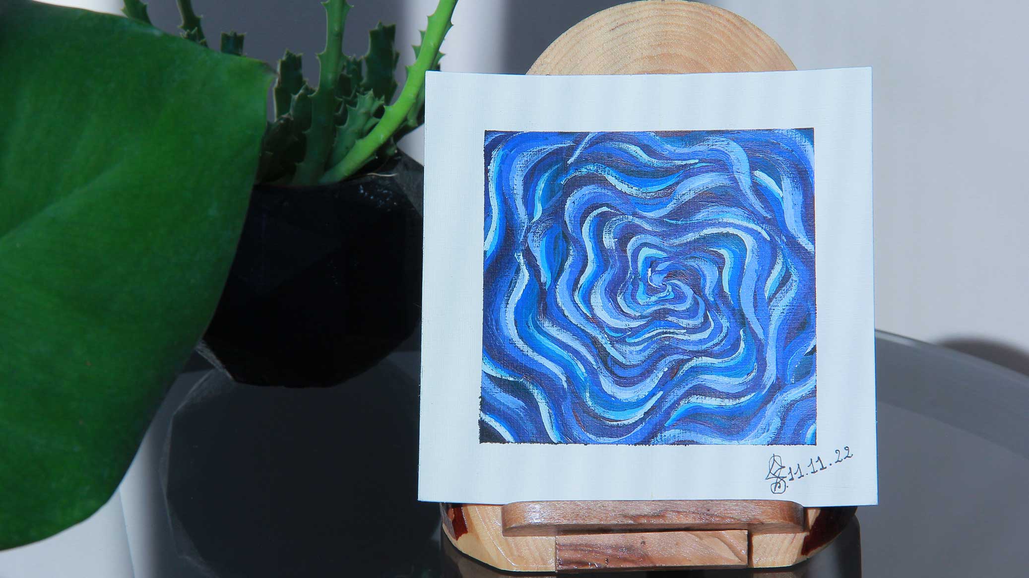 Pocket Portals: Portal NºII - Original Acrylic on Canvas Paper | 13x13 cm | 5,2x5,2" - Crystel Samia Universe