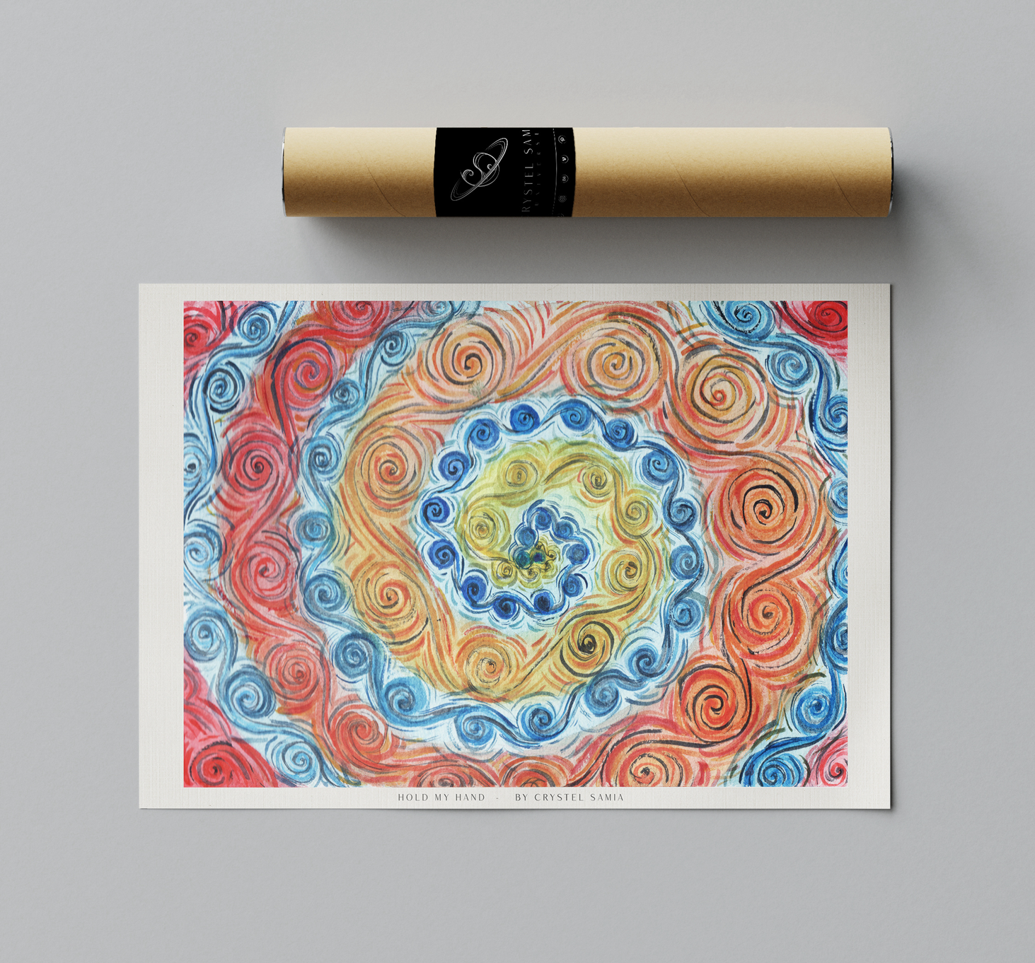 "Hold My Hand" limited Art Print Artwork line Art patterns colorful Signed by Artist organic visionary home decoration wall hangings watercolor from original