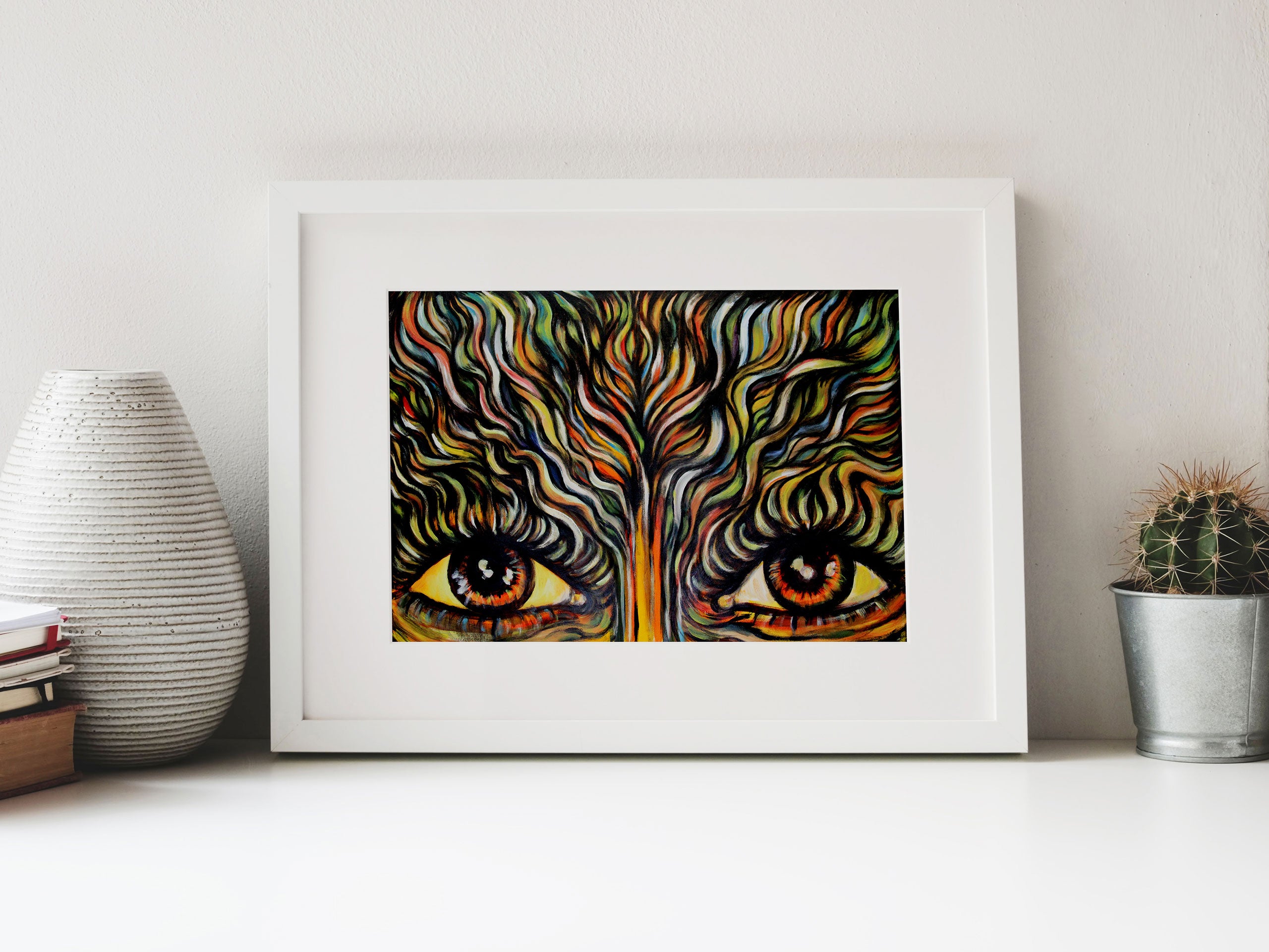 The Revolution Spirit - Limited Art Print from Original Acrylic on Canvas Painting Canvas Paper Print signed by artist firy eyes orange yellow warm colors wall hangings home decore