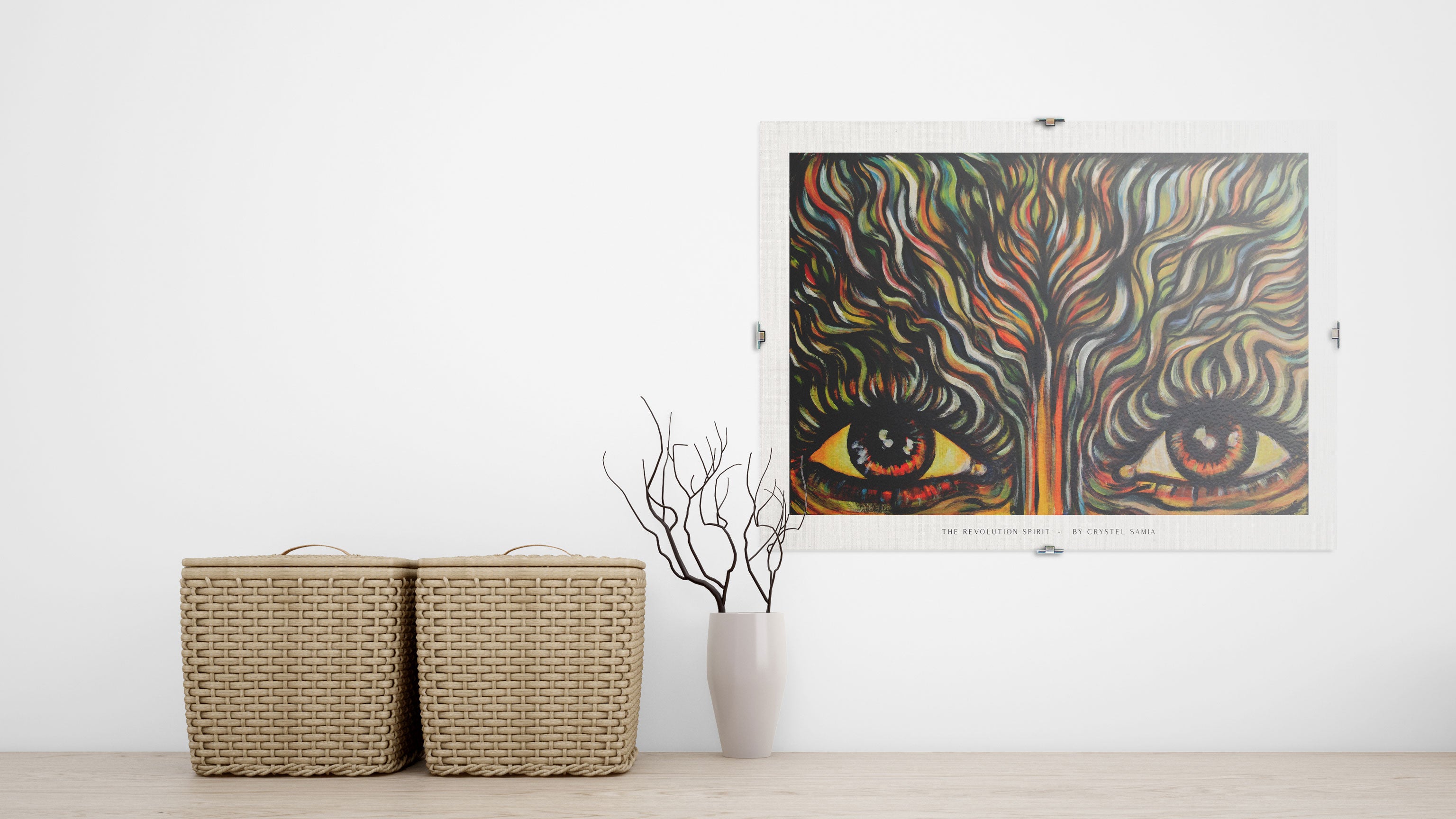 The Revolution Spirit - Limited Art Print from Original Acrylic on Canvas Painting Canvas Paper Print signed by artist firy eyes orange yellow warm colors wall hangings home decore