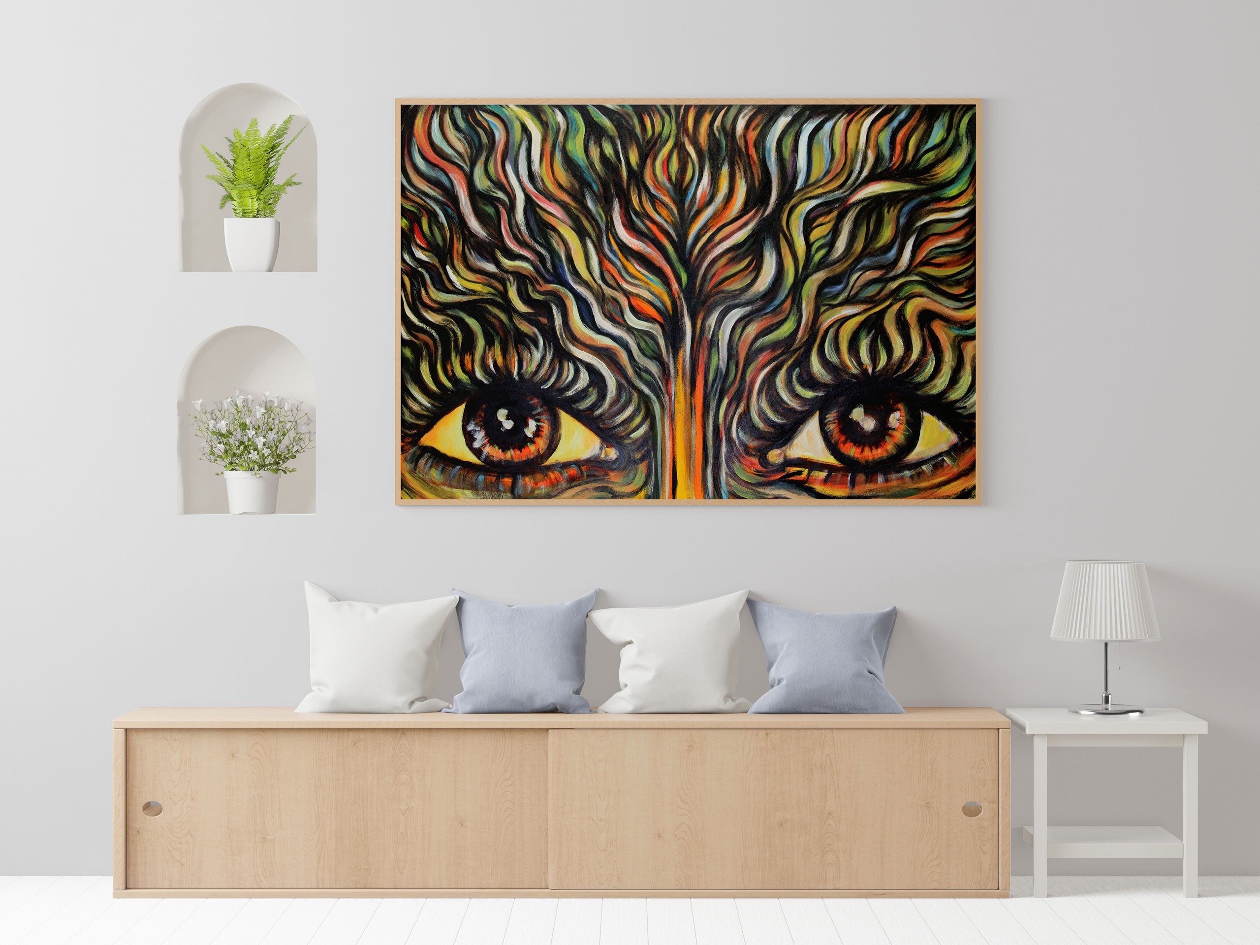 The Revolution Spirit - Limited Art Print from Original Acrylic on Canvas Painting Canvas Paper Print signed by artist firy eyes orange yellow warm colors wall hangings home decore