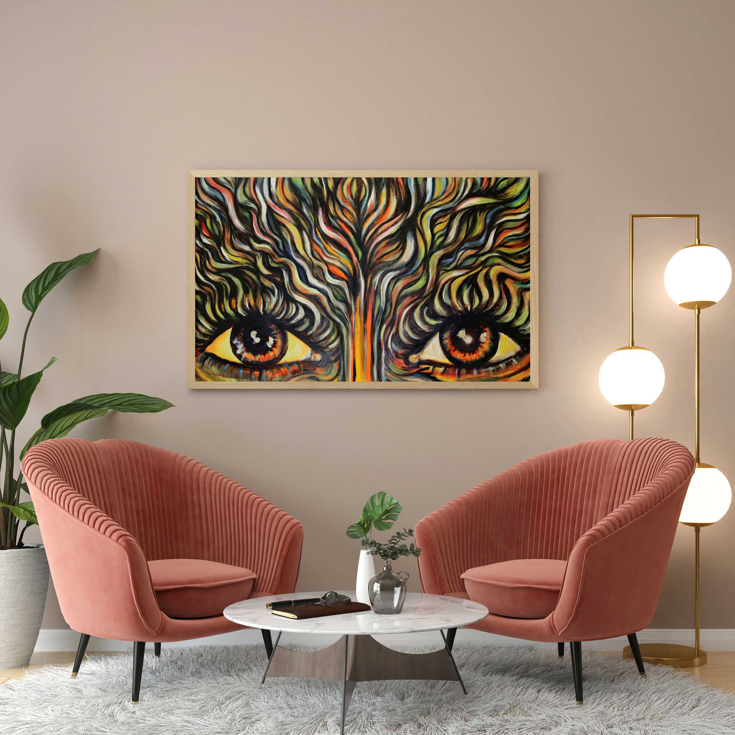 The Revolution Spirit - Limited Art Print from Original Acrylic on Canvas Painting Canvas Paper Print signed by artist firy eyes orange yellow warm colors wall hangings home decore