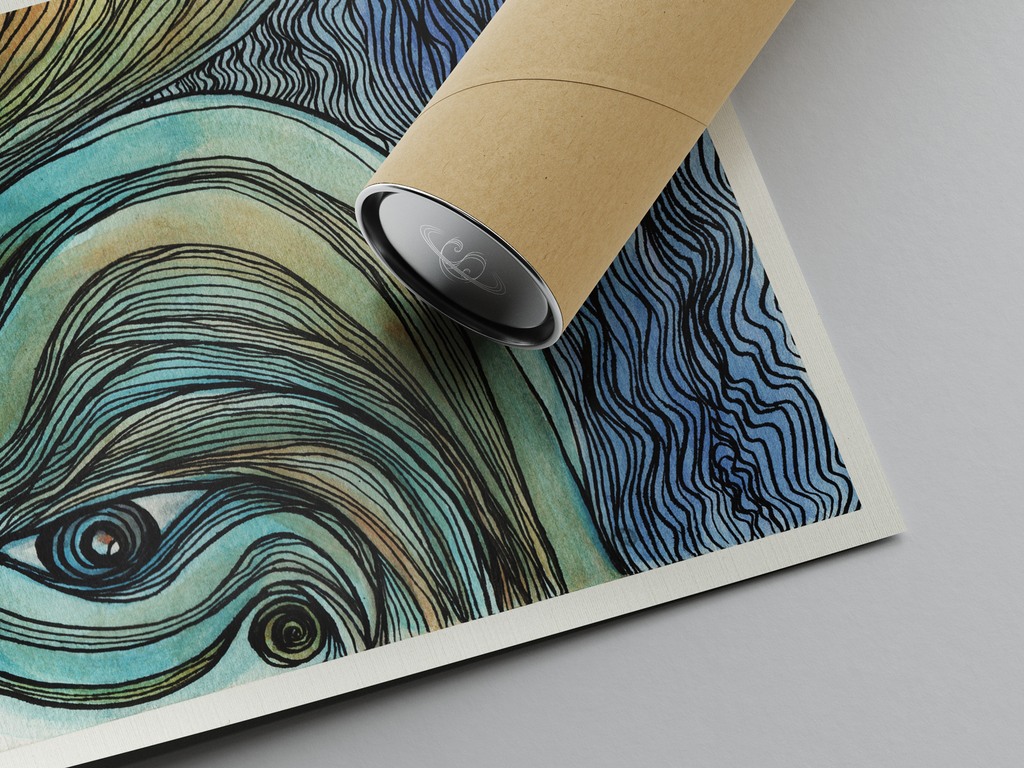 River Face - Limited Print from Original Hand Painted Watercolor Artwork colorful calming signed by artist