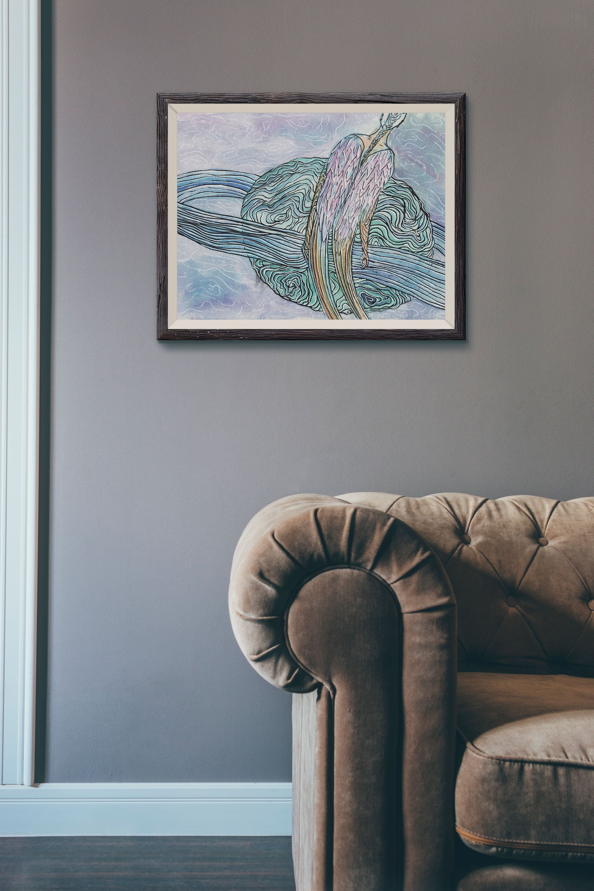 Saturn-Twist - Limited Print from Original hand painted Watercolor Artwork signed by artist colorful calm