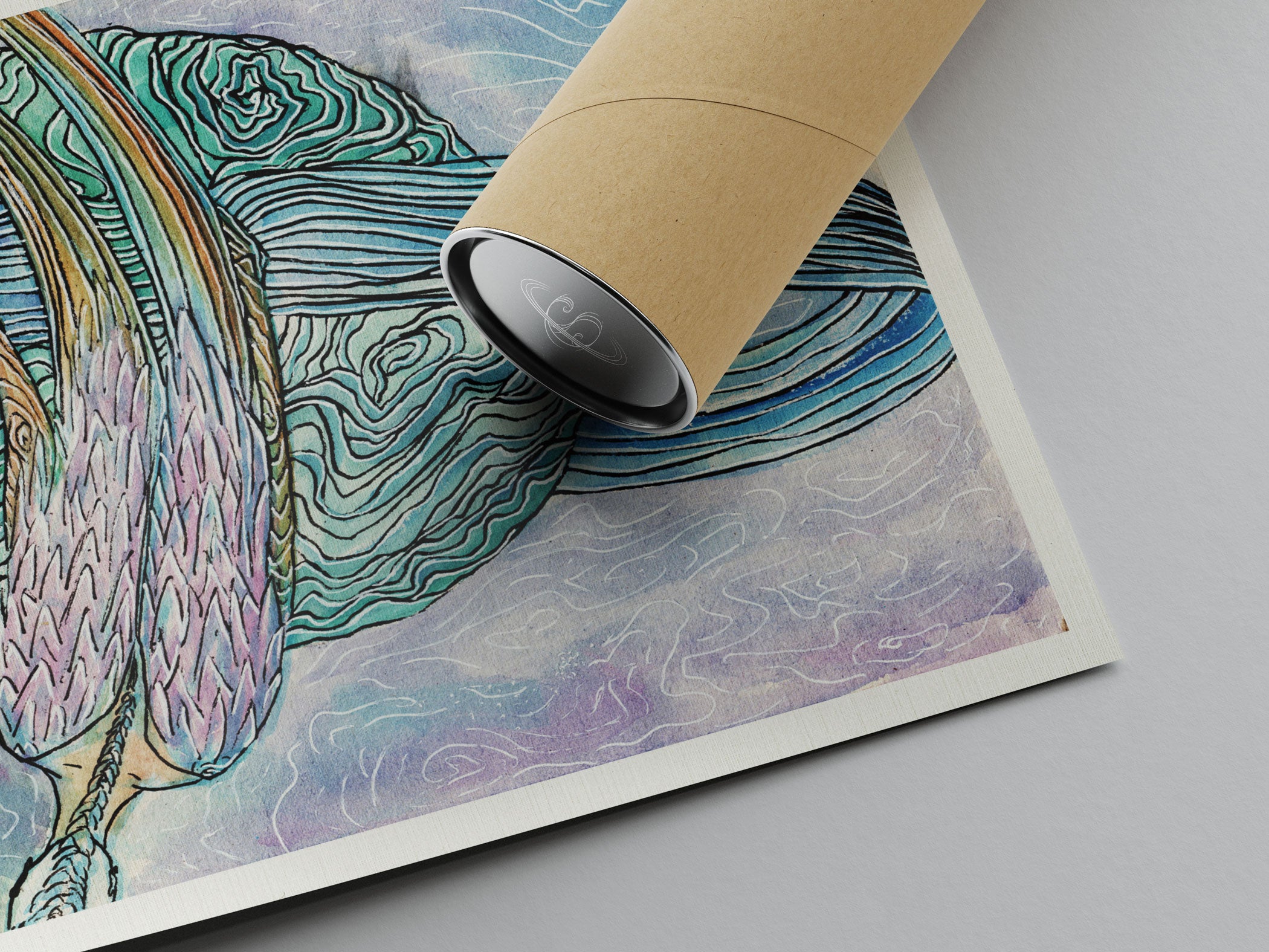 Saturn-Twist - Limited Print from Original hand painted Watercolor Artwork signed by artist colorful calm