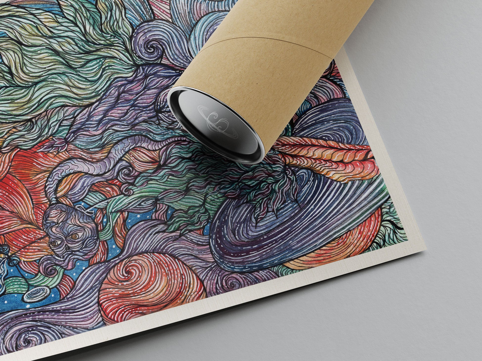 SPACE PEEK - Limited Prints from Original Hand-Painted Watercolor Artwork colorful signed by artist