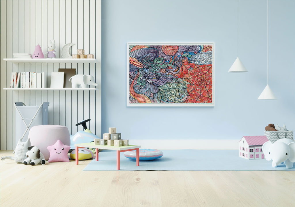 SPACE PEEK - Limited Prints from Original Hand-Painted Watercolor Artwork colorful signed by artist