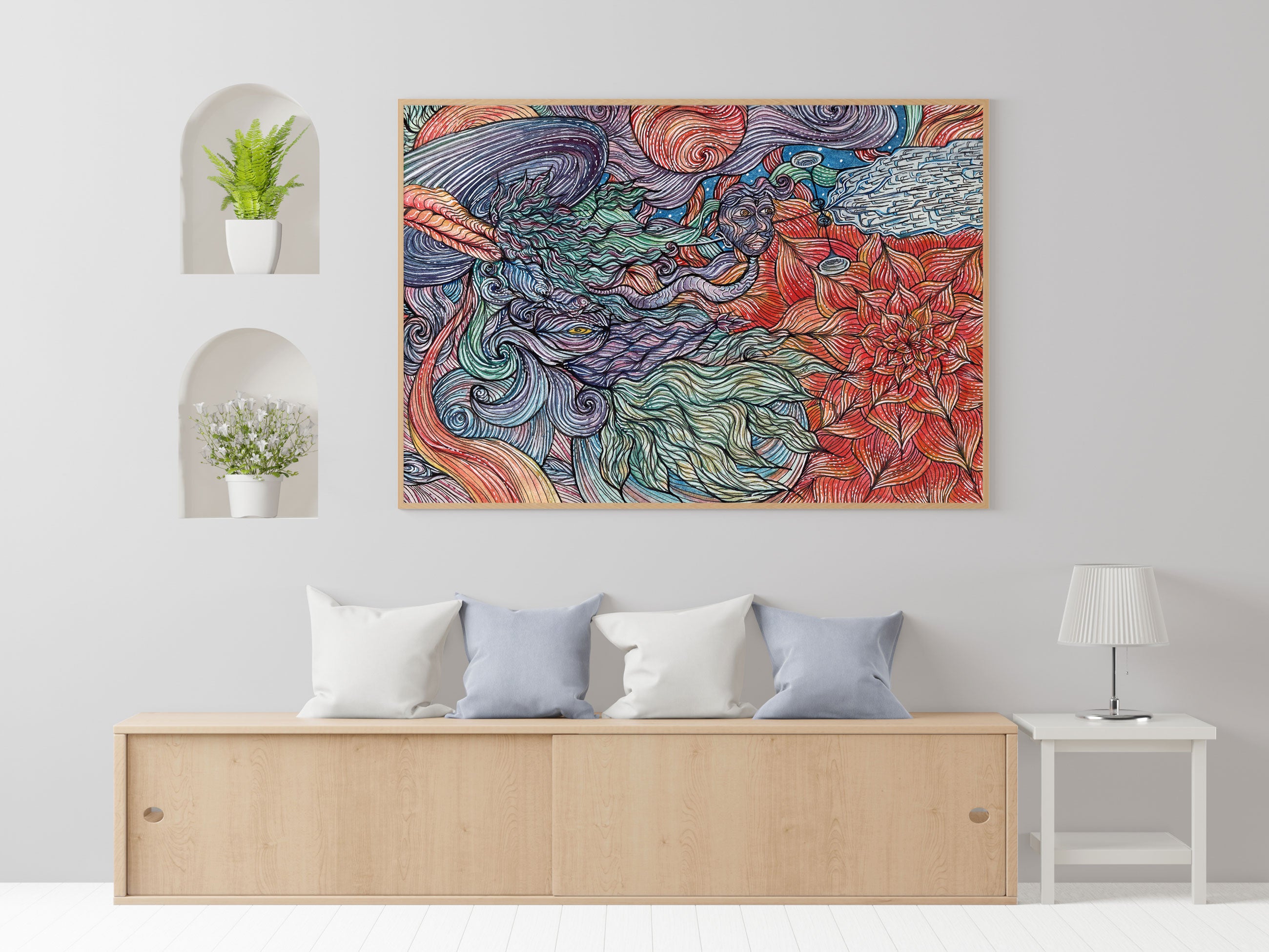 SPACE PEEK - Limited Prints from Original Hand-Painted Watercolor Artwork colorful signed by artist