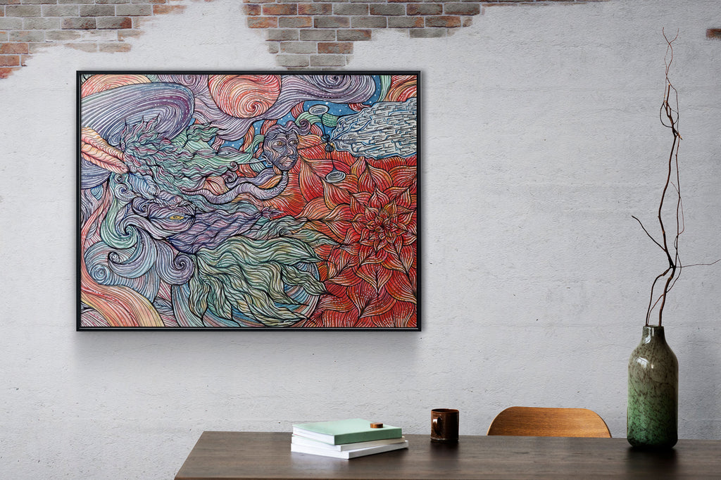 SPACE PEEK - Limited Prints from Original Hand-Painted Watercolor Artwork colorful signed by artist