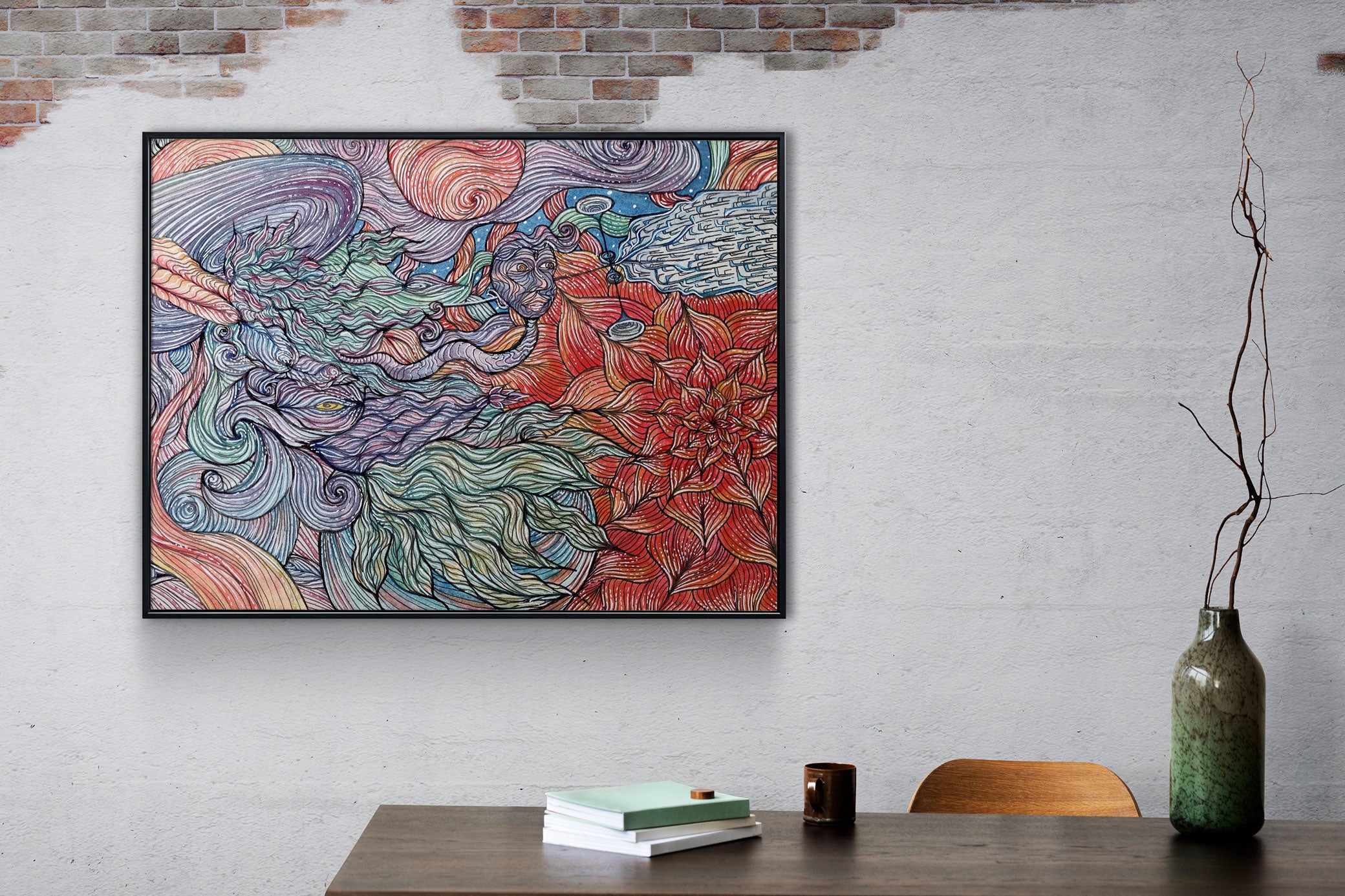 SPACE PEEK - Limited Prints from Original Hand-Painted Watercolor Artwork colorful signed by artist