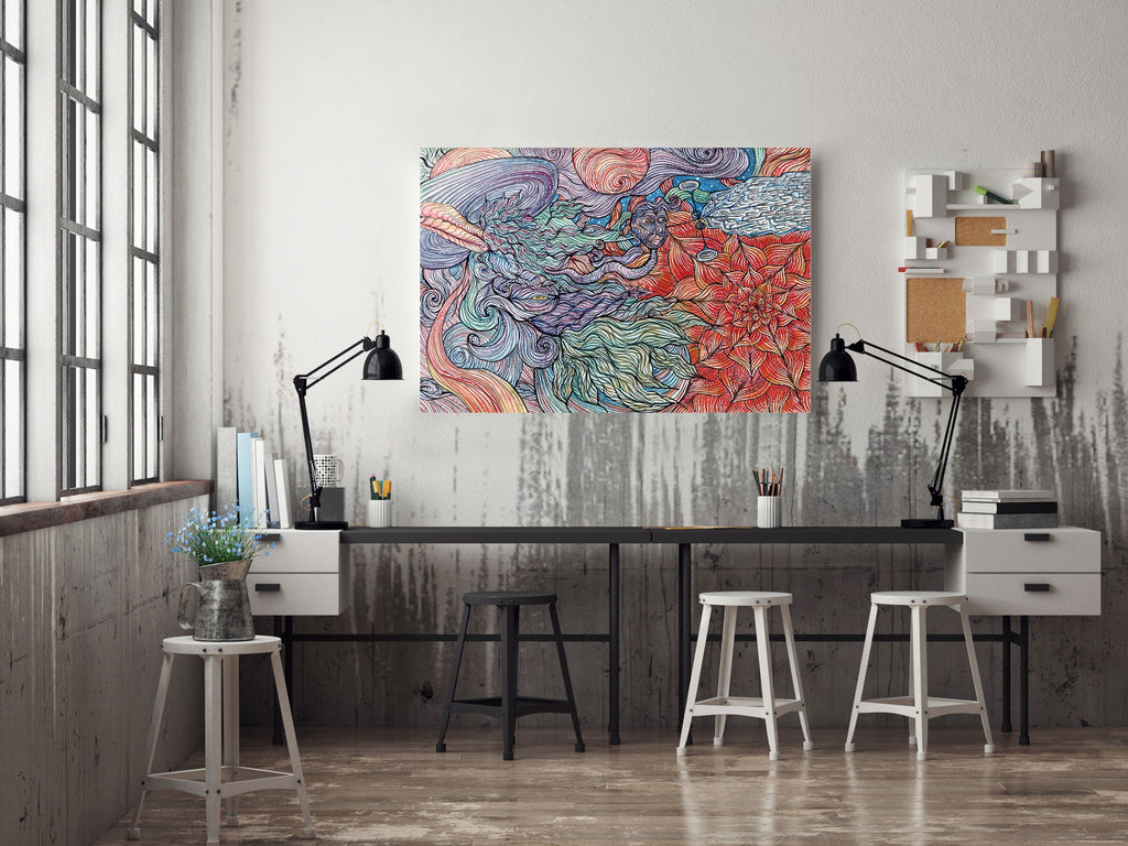 SPACE PEEK - Limited Prints from Original Hand-Painted Watercolor Artwork colorful signed by artist