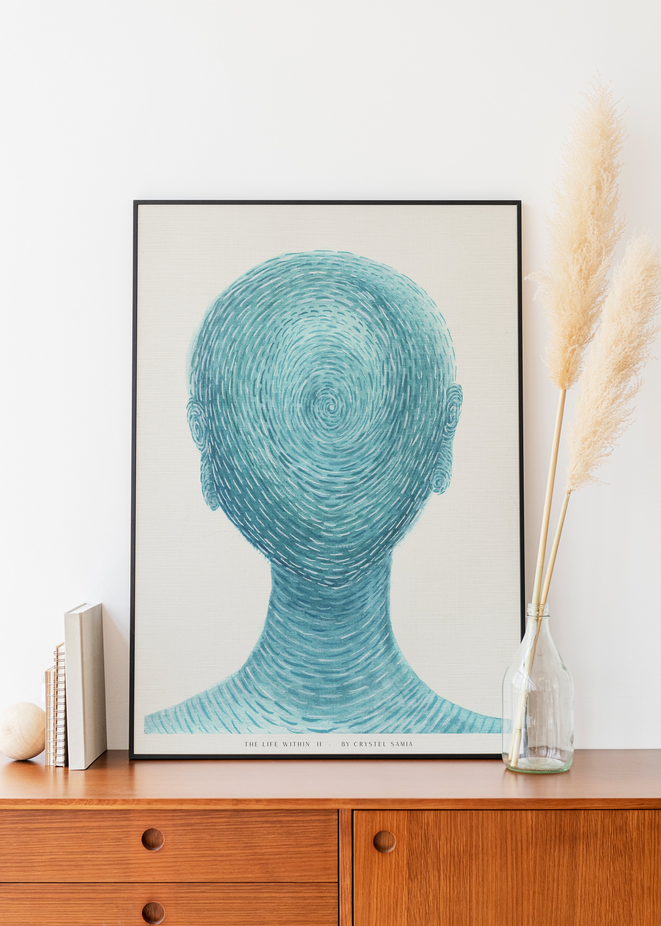 The Life Within II - Watercolor on Paper Signed by Artist and Numbered Art Print on High Quality 300g Canvas Paper, preserved in a Craft Tube, peacful light blue turquoise spiral