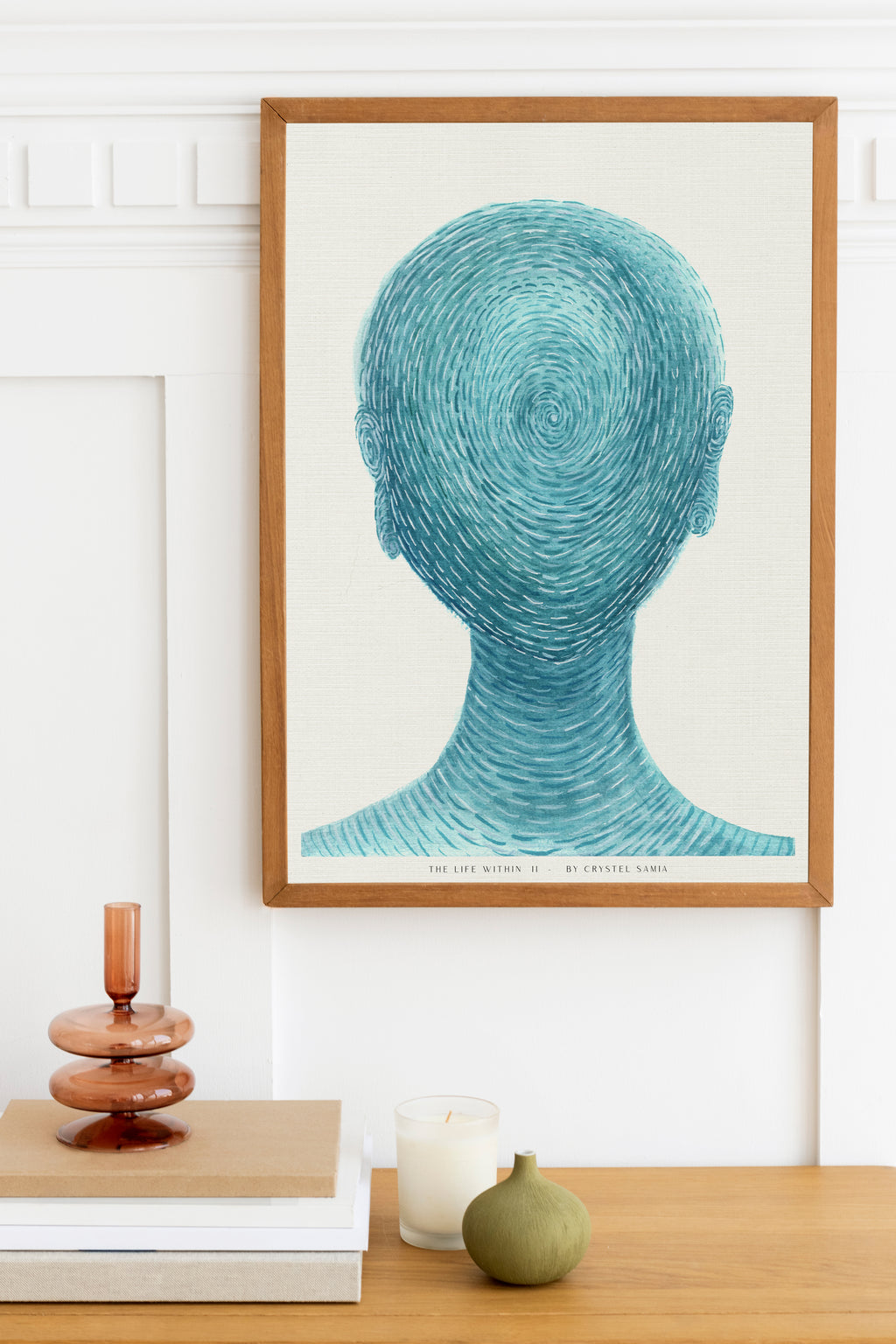 The Life Within II - Watercolor on Paper Signed by Artist and Numbered Art Print on High Quality Canvas Paper, preserved in a Craft Tube, peacful light blue turquoise spiral
