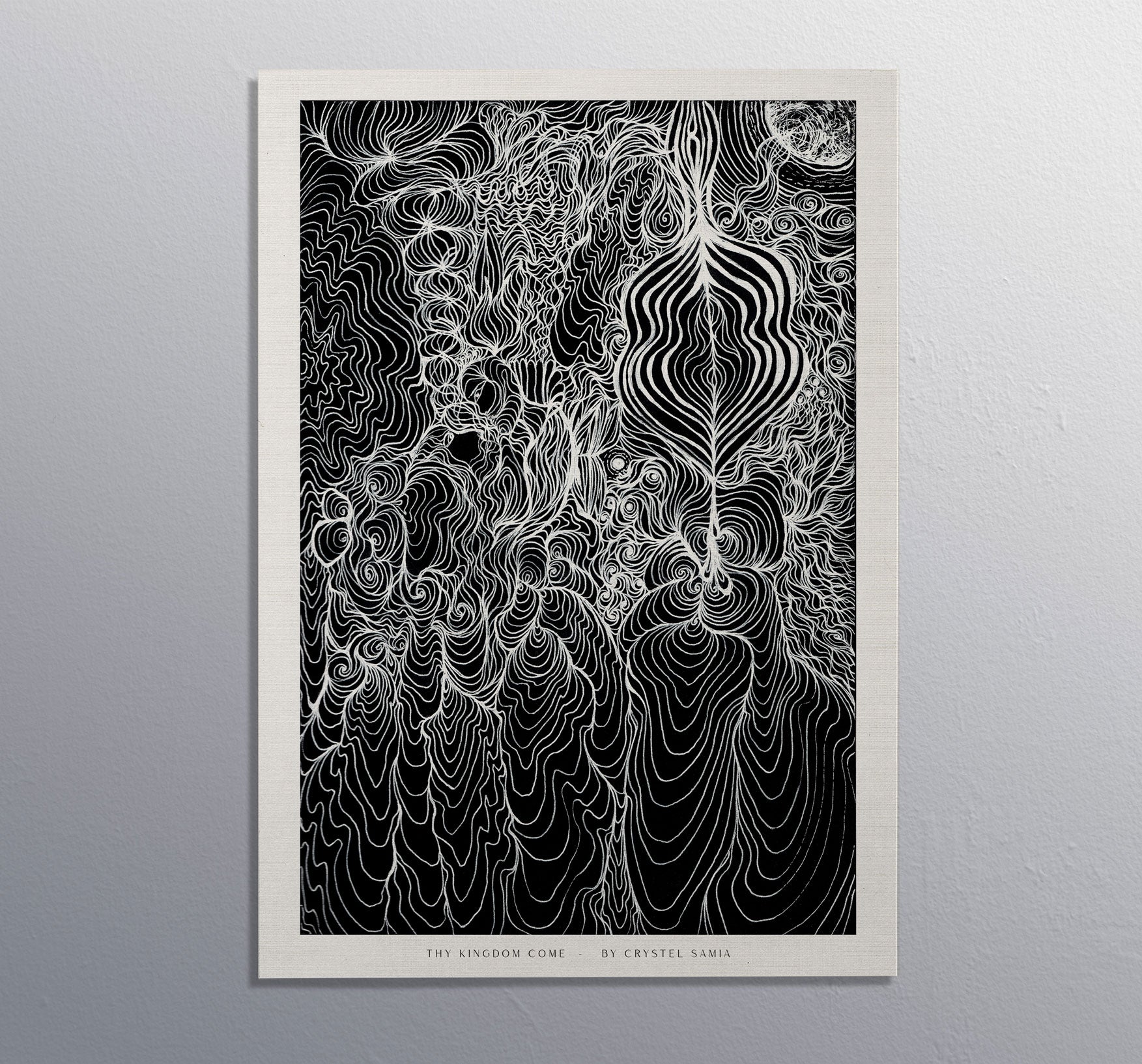 Thy Kingdom Come - Limited Print from Original Hand Painted Lineart Artwork signed by artist black and white trippy