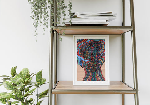 Too Much Colors - Limited prints from original watercolor and ink on recycled pape You will receive a Signed by Artist and Numbered Art Print on High Quality Canvas Paper, preserved in a Craft Tube, childish art colorful funny trippy