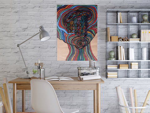 Too Much Colors - Limited prints from original watercolor and ink on recycled pape You will receive a Signed by Artist and Numbered Art Print on High Quality Canvas Paper, preserved in a Craft Tube, childish art colorful funny trippy