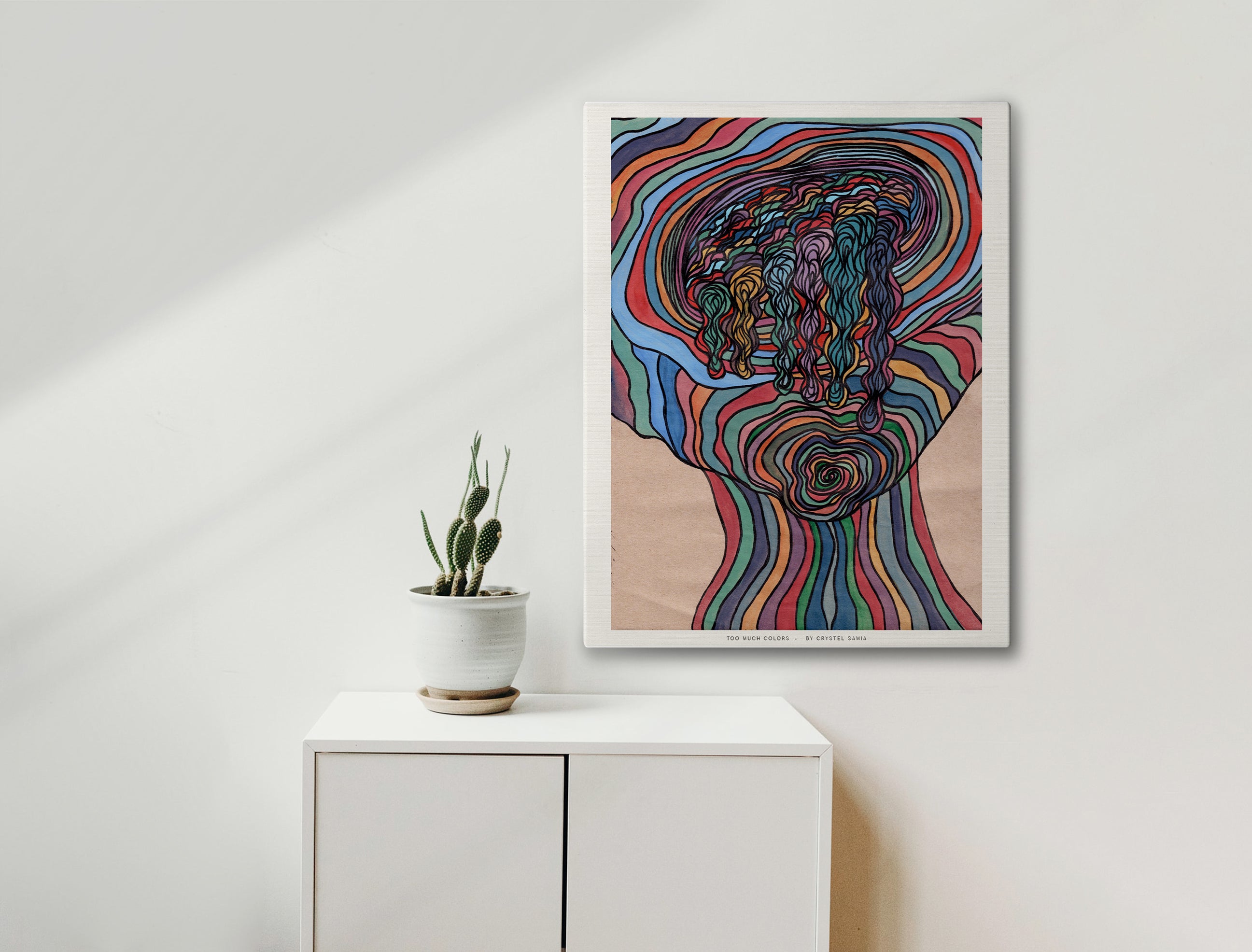 Too Much Colors - Limited prints from original watercolor and ink on recycled pape You will receive a Signed by Artist and Numbered Art Print on High Quality Canvas Paper, preserved in a Craft Tube, childish art colorful funny trippy