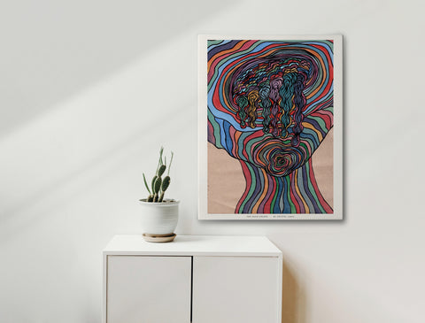 Too Much Colors - Limited prints from original watercolor and ink on recycled pape You will receive a Signed by Artist and Numbered Art Print on High Quality Canvas Paper, preserved in a Craft Tube, childish art colorful funny trippy