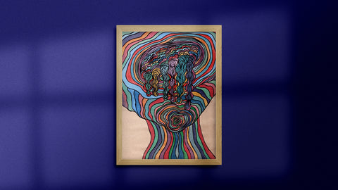 Too Much Colors - Limited prints from original watercolor and ink on recycled pape You will receive a Signed by Artist and Numbered Art Print on High Quality Canvas Paper, preserved in a Craft Tube, childish art colorful funny trippy